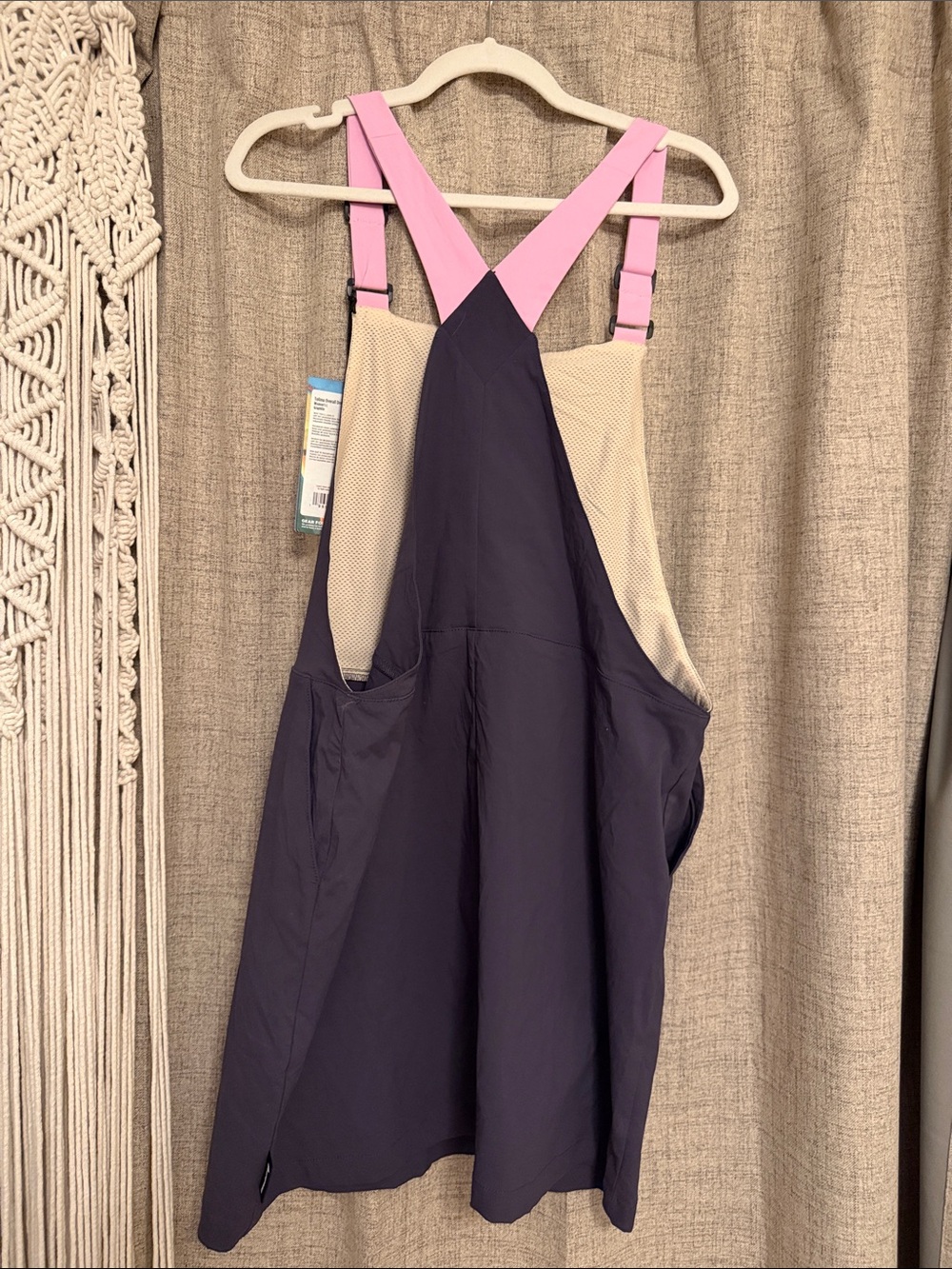cotopaxi Navy Overalls with Pink Straps and Cream Mesh Pocket - Picture 6 of 6